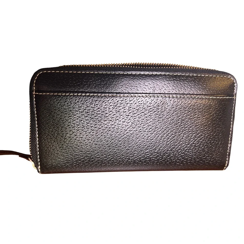 Kate Spade Black‎ Pebbled Leather Zip Around Continental Wallet EUC
